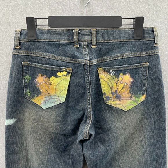 Disney Store Jeans‎ Womens 8 Cotton Blue Tinkerbell High Waist Straight Leg - Picture 5 of 8